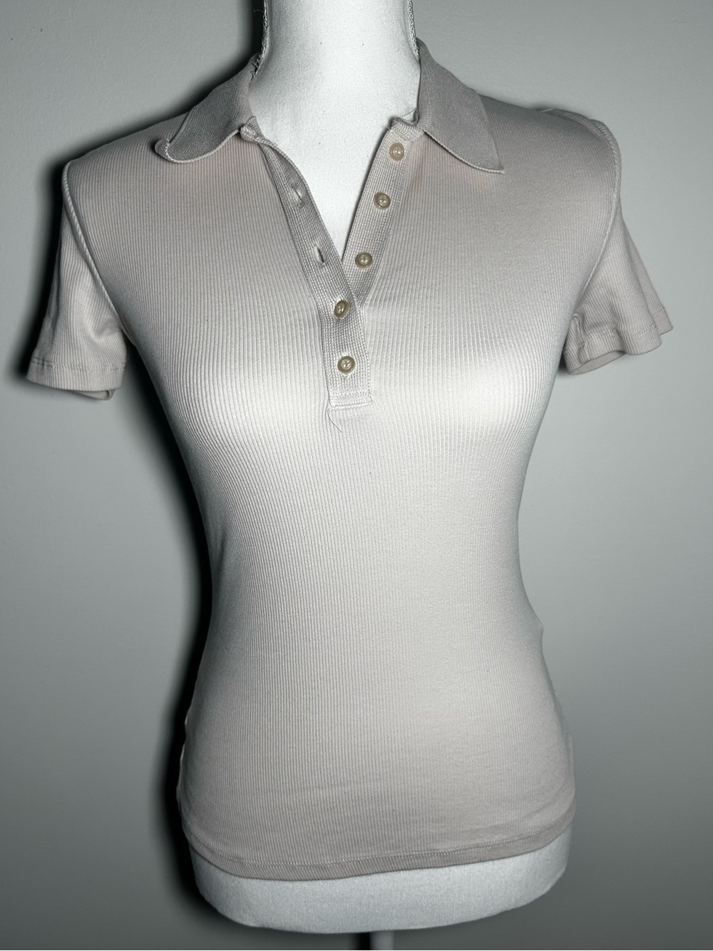 Zara Short-Sleeve Ribbed Polo Top